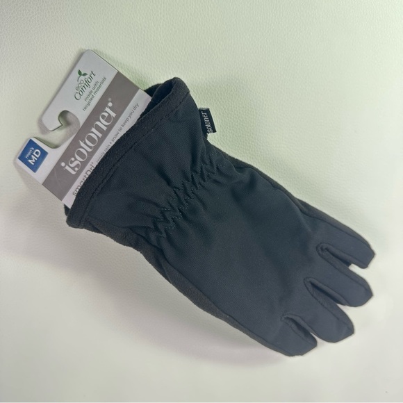 NEW/NWT Men’s SZ Med Isotoner Smart Dri Black Gloves - Picture 1 of 6